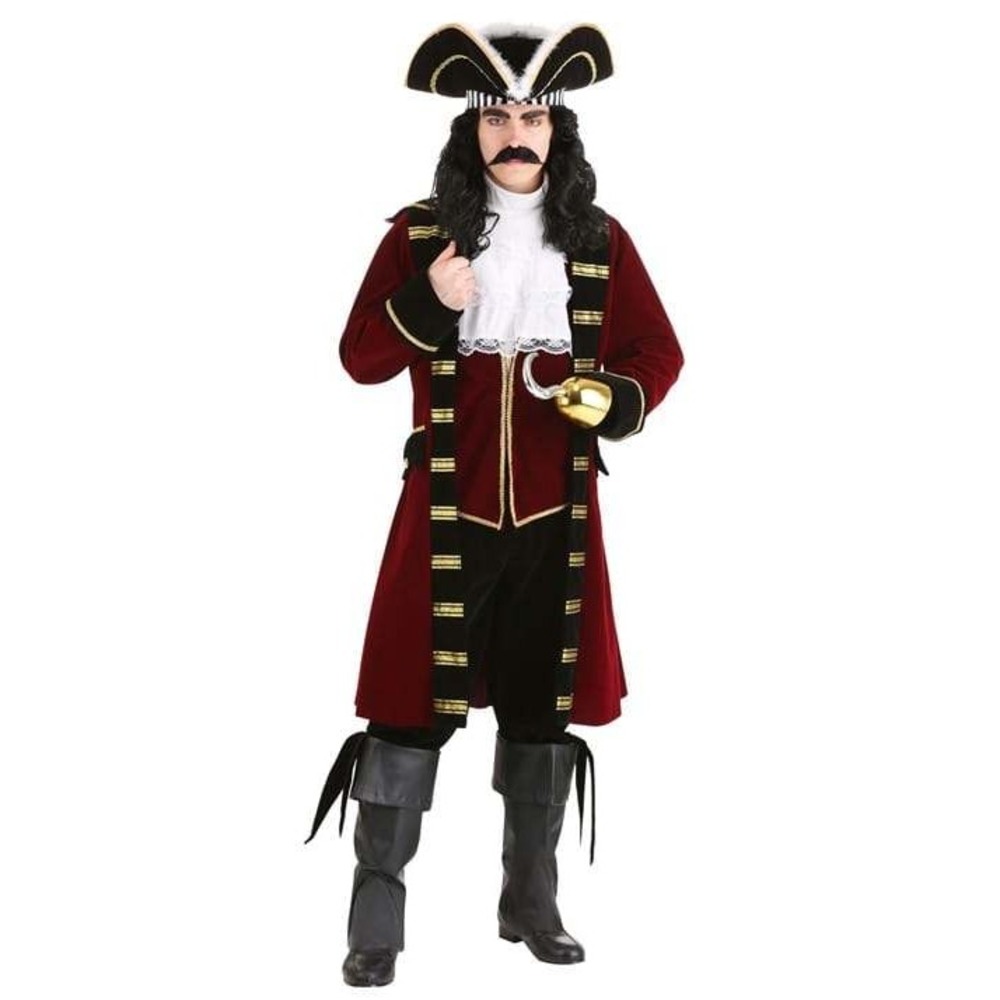 Halloween.com Pirate Costume Captain Hook Burgundy Velvet Coat Vest Pants Large